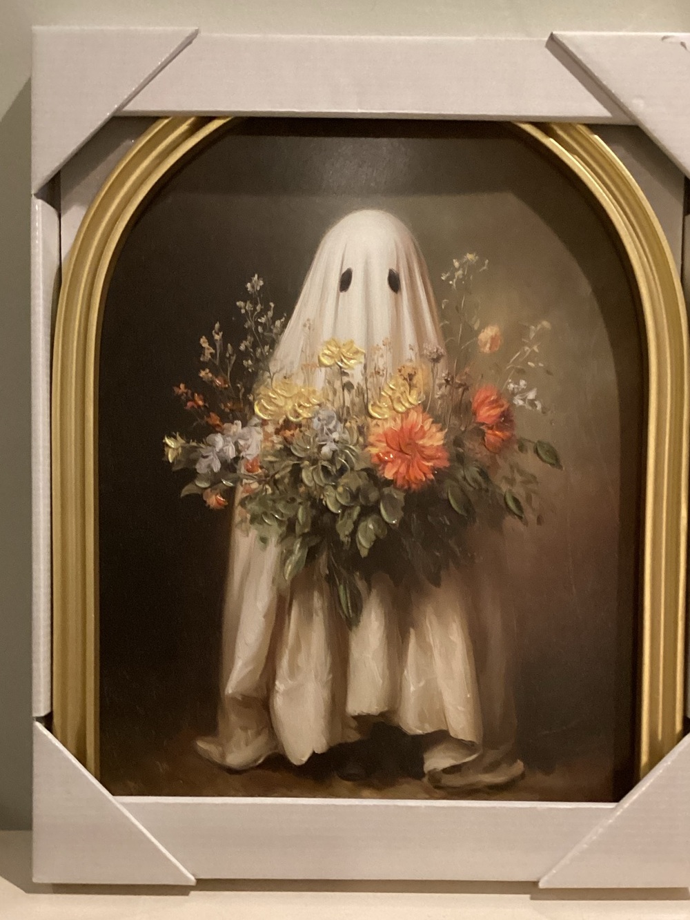 Ghost with Flowers Framed Wall Art